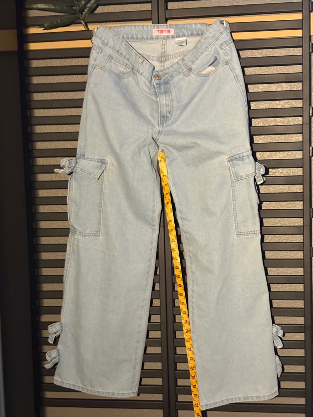 Rue21 Light Blue Wide-Leg Cargo Jeans with Side Ties